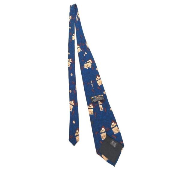 Taz Looney‎ Tunes Tie Necktie Silk Blue 60 Inch Tazmanian Devil - Picture 4 of 7